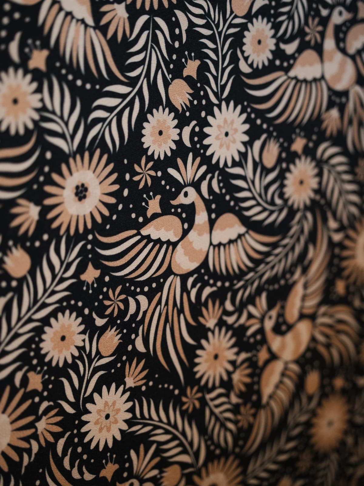 Floral pattern on the banquette upholstery